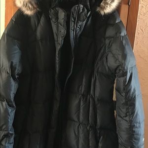 Eddie Bauer Fur Jacket Snow Long Coat Parka. L